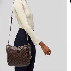 Louis Vuitton South Bank Besace Damier Ebene Crossbody Bag + Dust Bag + Box